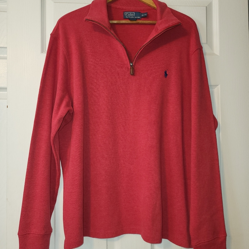 Polo by Ralph‎ Lauren Men's Classic Quarter-Zip Sweater Size XL Soft Red